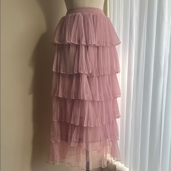 NEW Blush Pink Tulle Layered Maxi Skirt - One Size - Picture 3 of 10